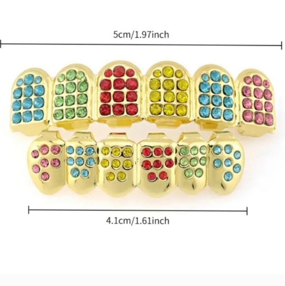 Colorful Gold Teeth Grillz - Picture 3 of 9